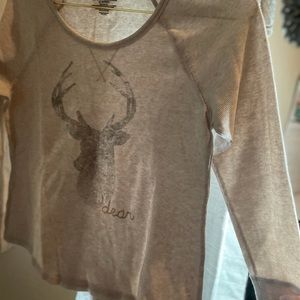 Girls Petite Medium Sonoma Deer Cream Long Sleeve Shirt